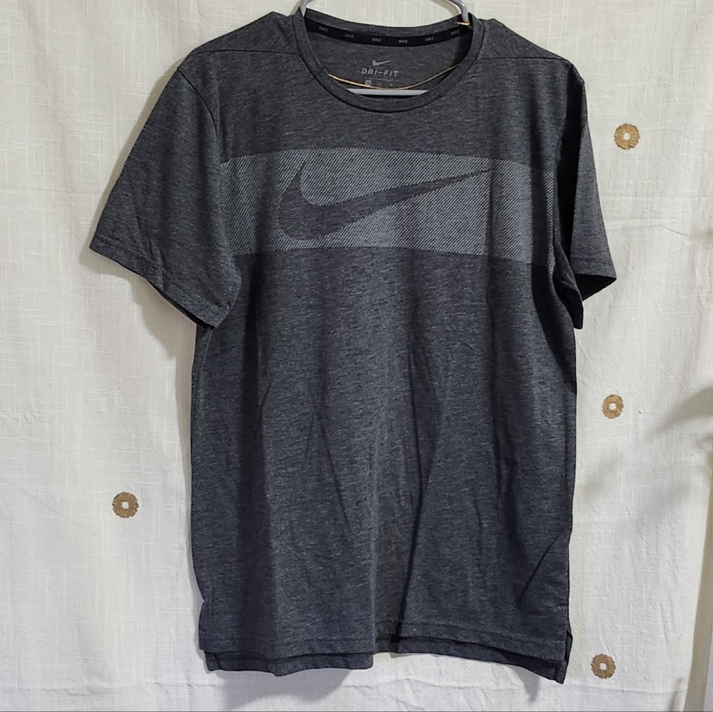 Nike Dri-Fit T-Shirt with Logo Grey Mens Size Meduim